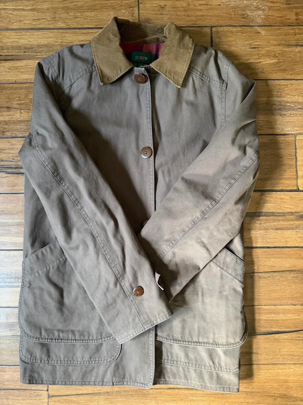 J. Crew Men’s Brown Canvas 1983 Barn Jacket with Corduroy Collar